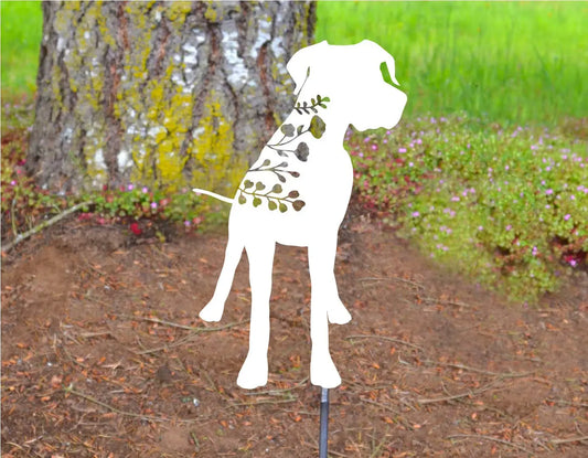 Metal Art Floral Great Dane Name Stake Decoration, Great Dane Mom Dad Garden Yard Art Gift Garden Decoration Outdoor Decor Personalize Love, Post Mount Bracket, Wall Mount w/(Holes)