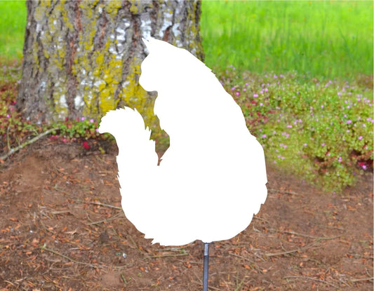 Metal Yard Art Long Hair Garden Cat Stake Decoration, Garden, Yard Art, Spring Garden Decoration, Outdoor Garden Decor, Gift, Memorial, Post Mount Bracket, Wall Mount w/(Holes)
