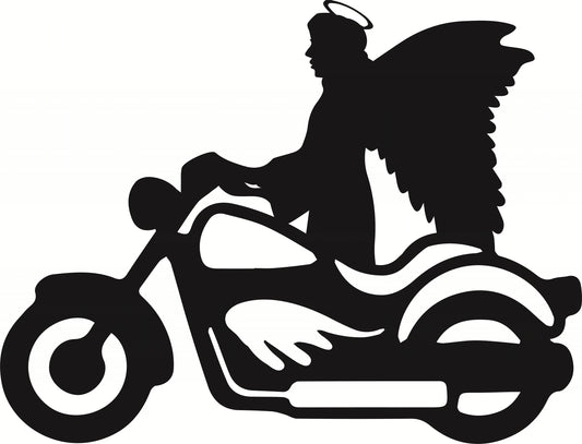 Motorcycle Angel Memorial Metal Yard Art Stake Decoration, Garden, Yard Art, Spring Garden Decoration, Outdoor Garden Decor, Gift, Memorial Stake Attached(12" Stake Detachable)