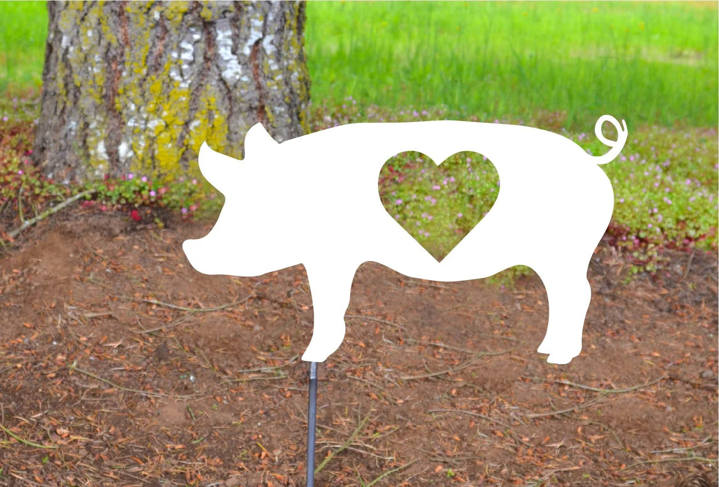 Metal Yard Art Garden Pig with Stake Decoration, Garden, Yard Art, Hand Made, Spring Garden Decoration, Outdoor Garden Decor, piggy, Stake Attached(12" Stake Detachable)