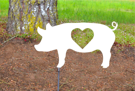 Metal Yard Art Garden Pig with Stake Decoration, Garden, Yard Art, Hand Made, Spring Garden Decoration, Outdoor Garden Decor, piggy, Stake Attached(12" Stake Detachable)