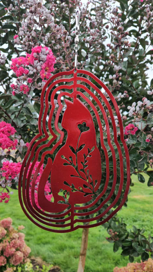 Sitting Floral Cat Wind Spinner