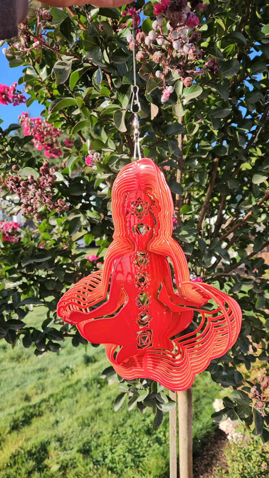 Red Chakra Yoga Girl Wind Spinner