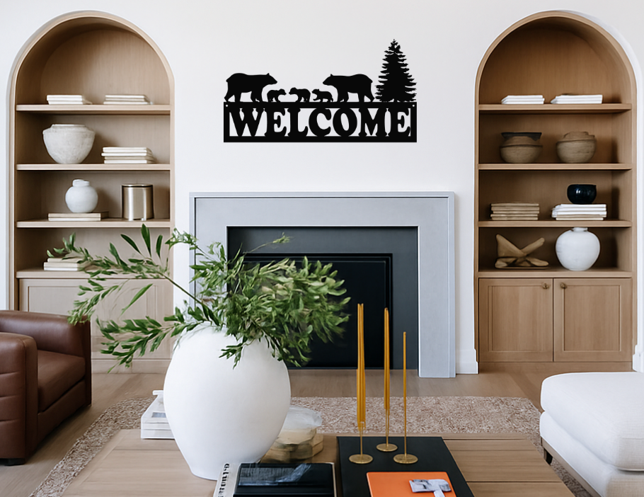 Bear Family "Welcome" Metal Sign