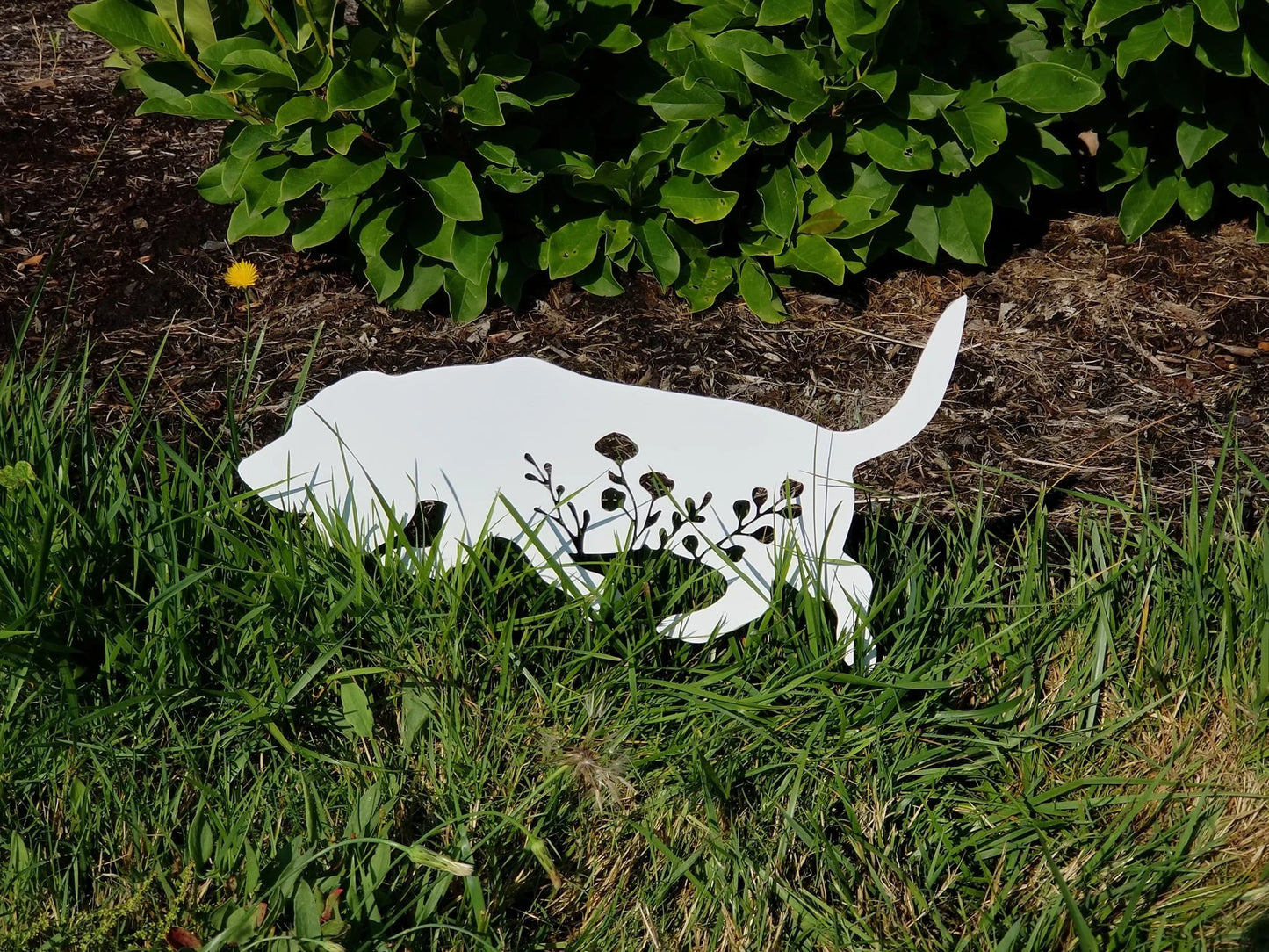 Floral Sniffing Basset Hound Dog Metal Sign