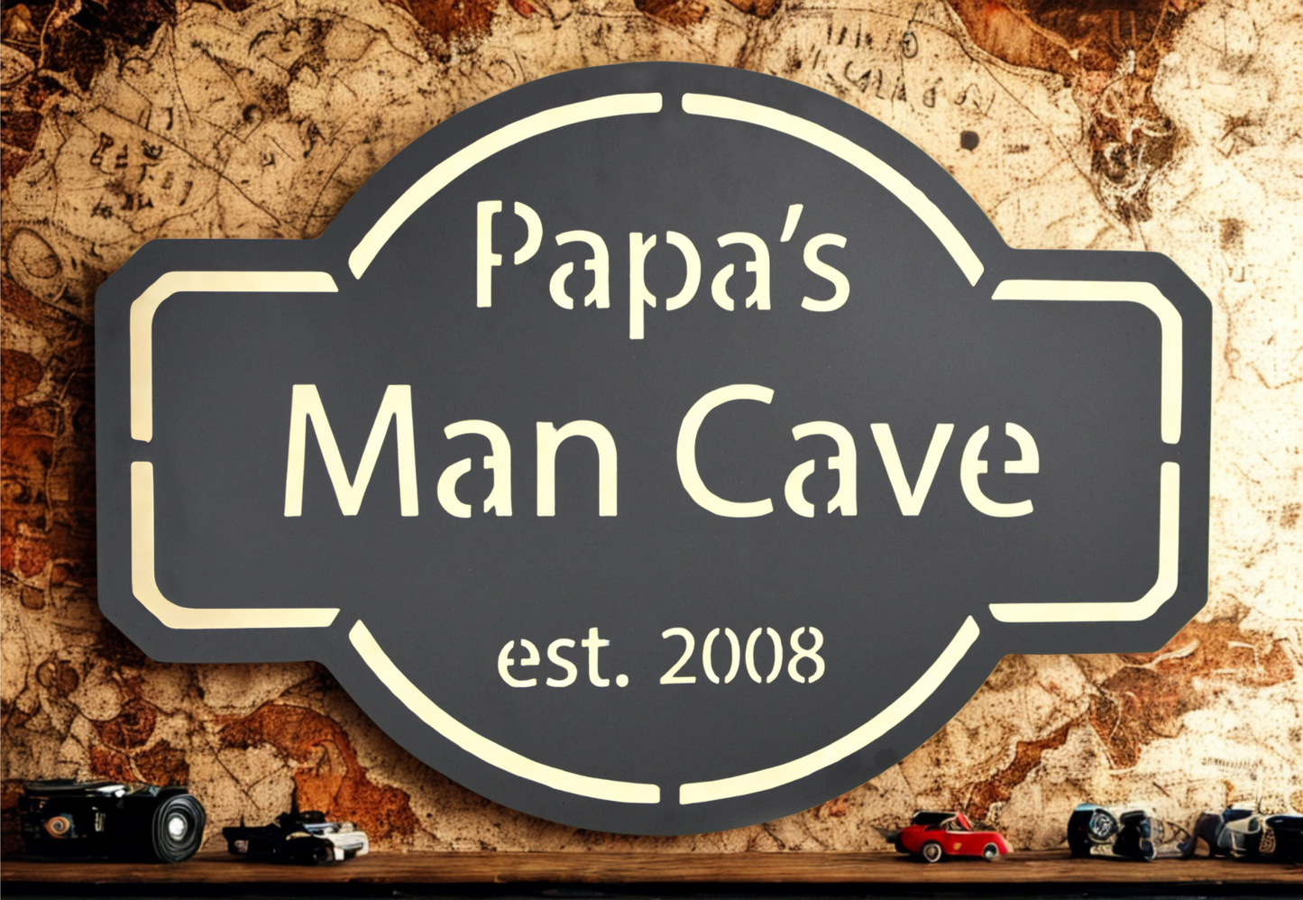 Custom Papa's "Man Cave" Metal Sign