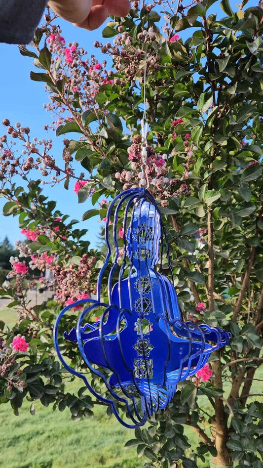Blue Chakra Yoga Girl Wind Spinner