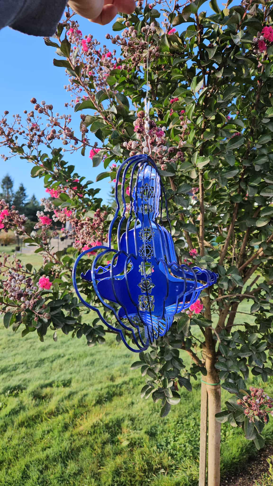Blue Chakra Yoga Girl Wind Spinner