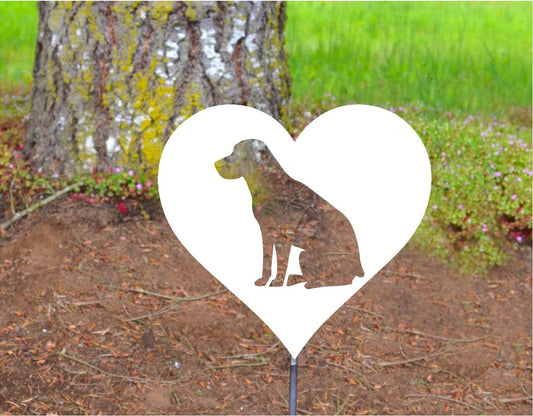 Metal Art Labrador Retriever Love in Heart Stake Decoration, Lover Garden Yard Art Gift Mom Dad Garden Decoration Outdoor Decor, Lab Mom Dad, Post Mount Bracket, Wall Mount w/(Holes)