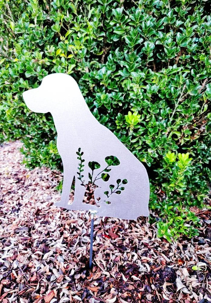 Floral Labrador Dog Metal Sign
