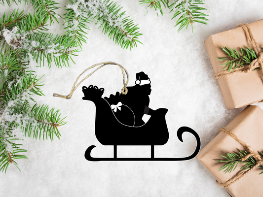 Santa Bigfoot in Sleigh Ornament