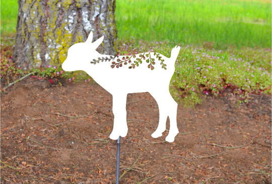Baby Lamb Floral Back Garden Stake